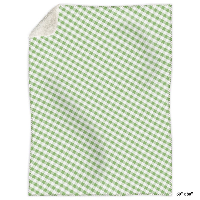 Green Gingham Blanket White Green Gingham Pattern Sherpa Etsy