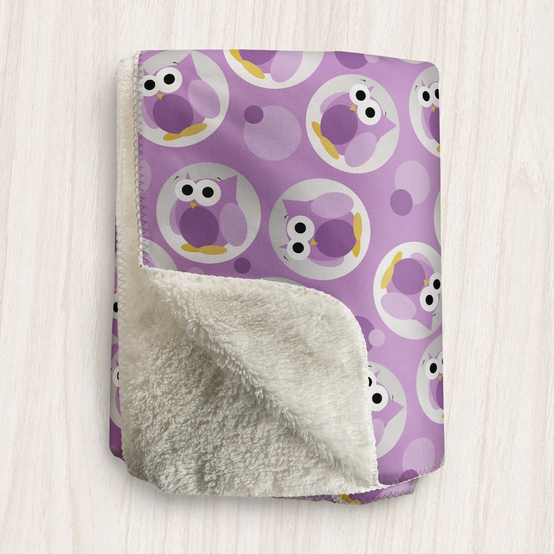Made To Order Sherpa Fleece 2 Sizes Available Purple Owl Blanket Funny Cute Purple Owl Pattern
