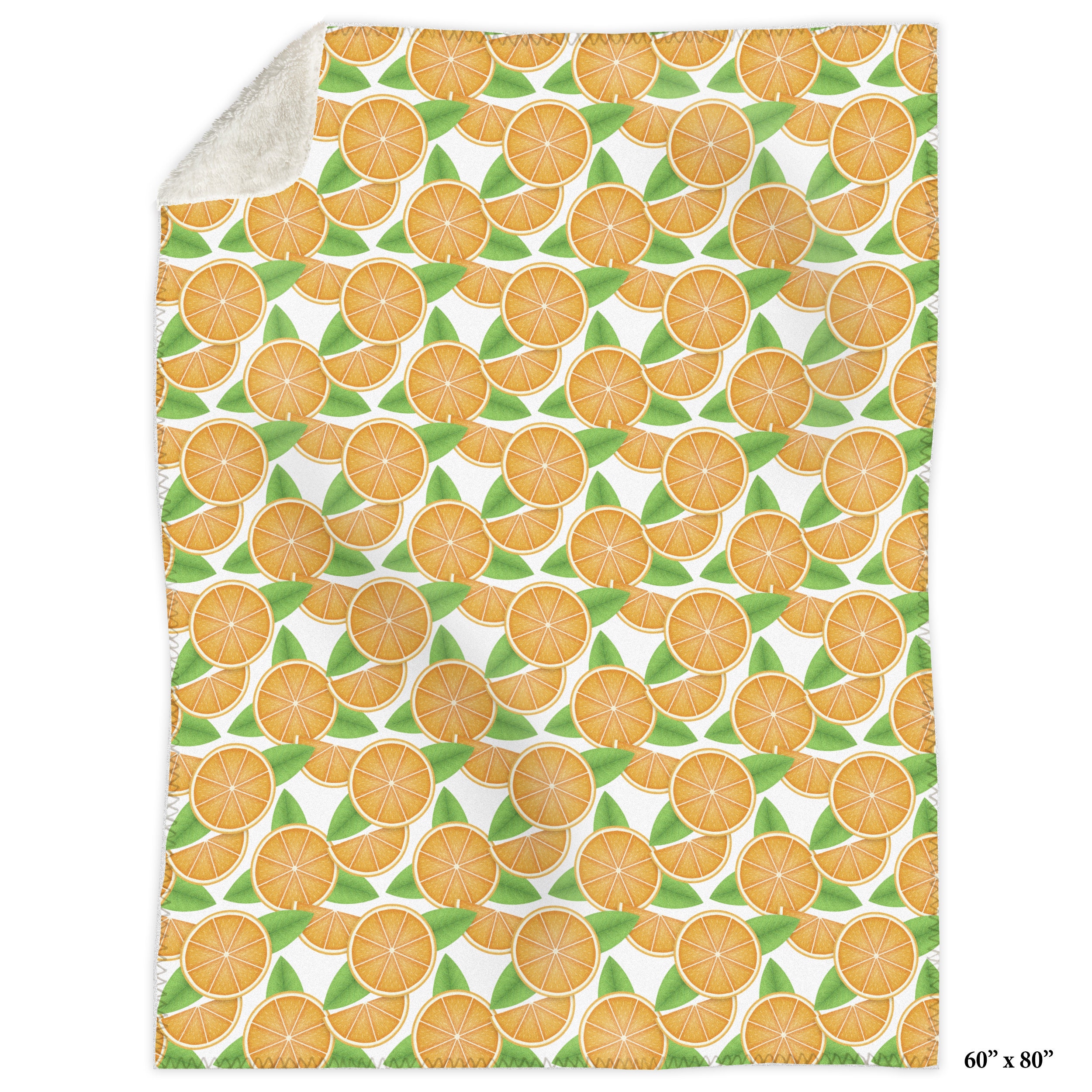 Sliced Oranges Blanket orange green citrus fruit food design Etsy