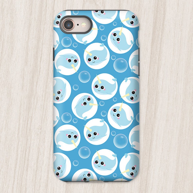 Cute Narwhal iPhone Tough Case Blue adorable kawaii narwhal Etsy