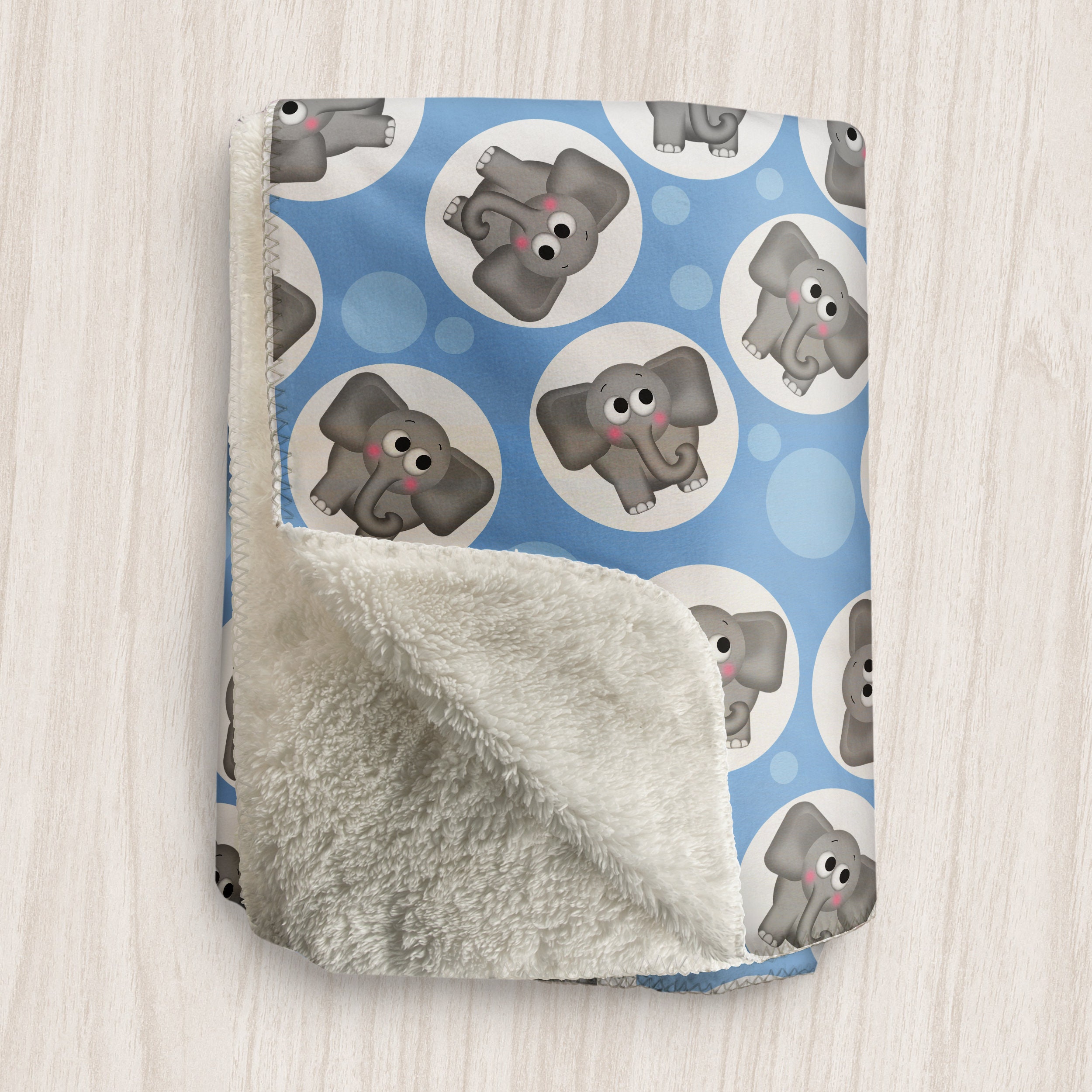 Blue Elephant Blanket Cute Gray Elephant Pattern over Blue Etsy