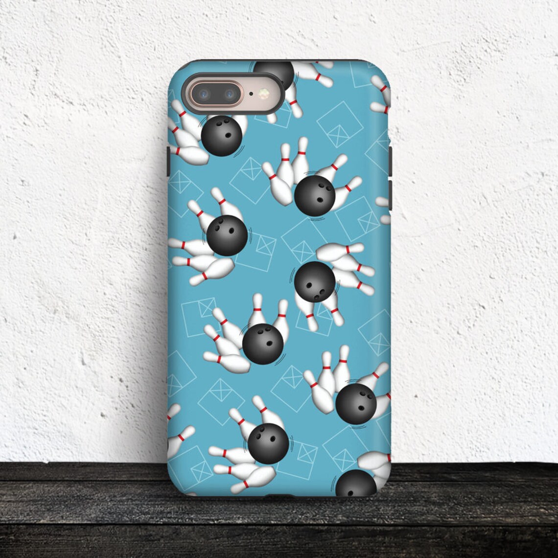 Bowling iPhone TOUGH Case Blue with Bowling Ball and Pins Etsy