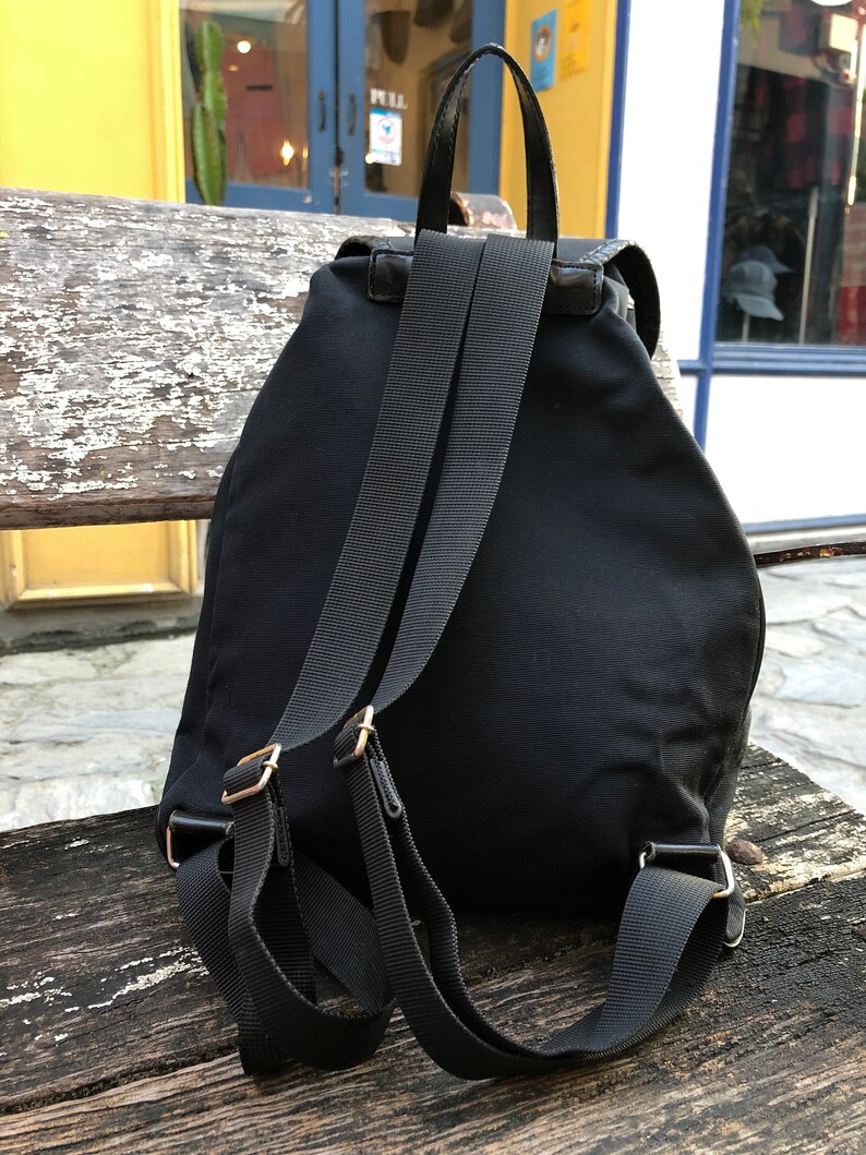 90s MOSCHINO Letter Nylon with Leather Trim Backpack