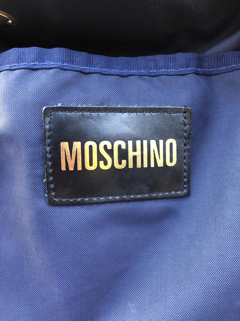 90s MOSCHINO Letter Nylon with Leather Trim Backpack