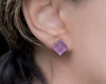 Purple stud earrings, Cute stud earrings, Small stud earrings, gift for boss, gift for women under 20, gift for niece