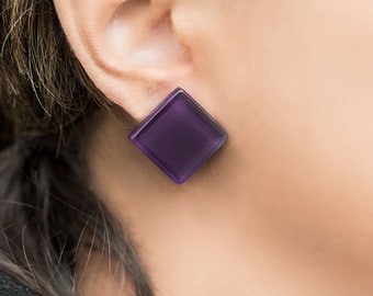 Sister In Law Gift - Delicate Earrings - Lavender Hypoallergenic Studs - Purple Wedding Bridesmaid Jewelry - Minimalist Earring - Wife Gift