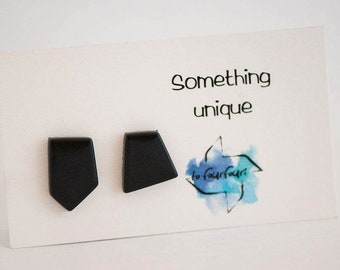 Black earrings studs, Black stud earrings glass, asymmetrical earrings black, unique earrings for women, mismatch earrings, cool earrings