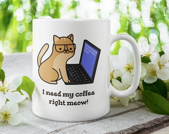 Funny coffee mug for work, funny gift for boss, printed mug, Cat funny mug, Christmas gift for friend, Gift for cat lover, funny gift her