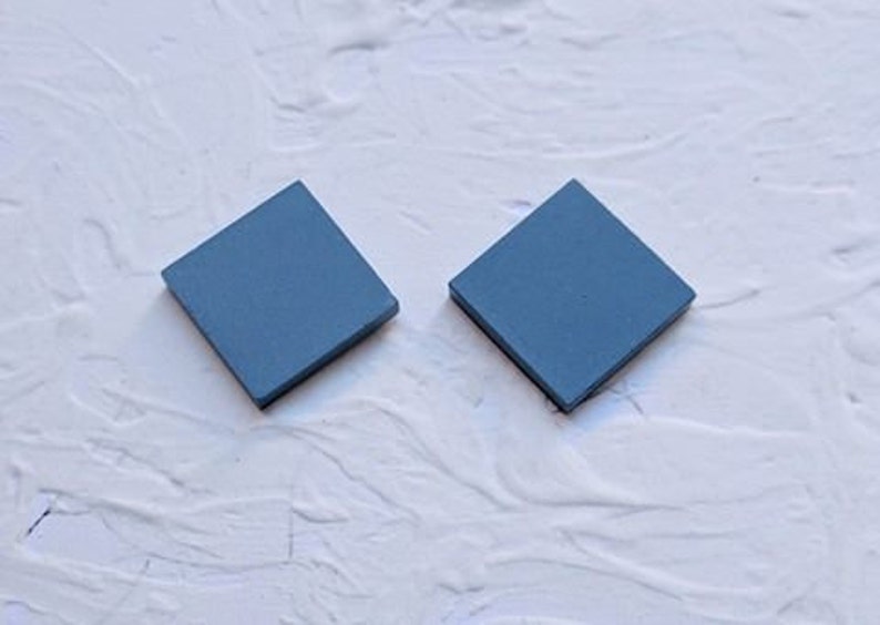 Blue earrings, Matte blue earrings, blue stud earrings, ceramic earrings, geometric earrings, minimal earrings image 5