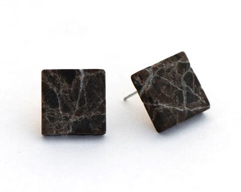 Brown marble boho earrings, natural stone earrings with sterling silver