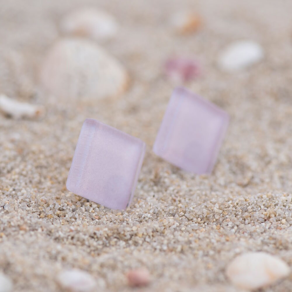 Pink Stud Earrings, Glass Stud Earrings Pastel Pink, Romantic Style ...
