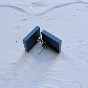 Blue earrings, Matte blue earrings, blue stud earrings, ceramic earrings, geometric earrings, minimal earrings image 6