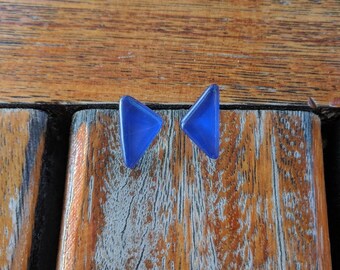 mismatched  blue earrings, casual earrings, triangle earrings, summer jewelry, everyday earrings, casual look, gift for girlfriend, under 20