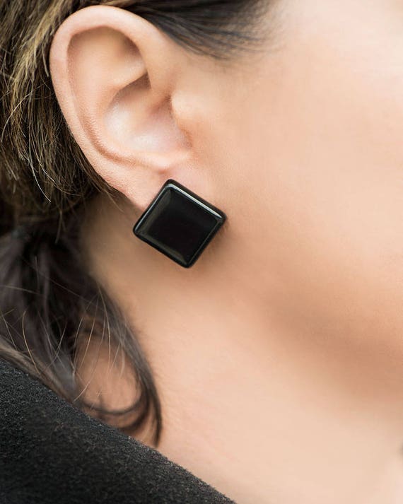 Classic Stud Earrings - Black