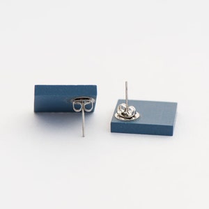 Blue earrings, Matte blue earrings, blue stud earrings, ceramic earrings, geometric earrings, minimal earrings image 4