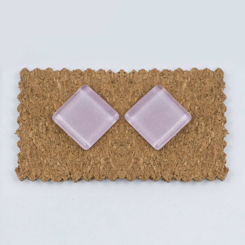 Pink Stud Earrings, Glass Stud Earrings Pastel Pink, Romantic Style ...