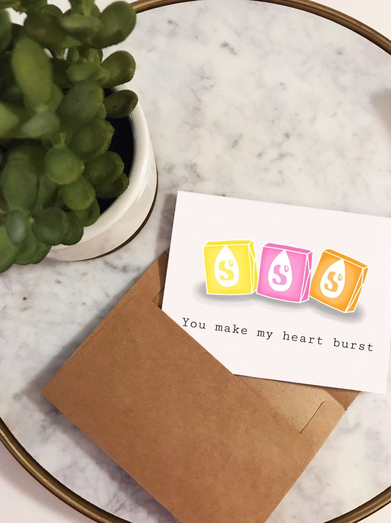 Greeting Card 5.5\u201d x 4\u201d You Make My Heart Burst Starburst