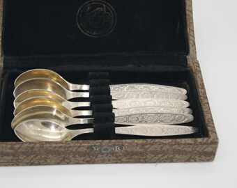 6 Russian silver teaspoons Kolchug-Mizar hallmark vintage 40s / 50s rarity