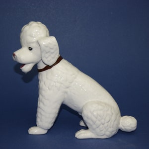 Vintage Pereiras Porcelain Poodle Dog White Made in Portugal Model 1639