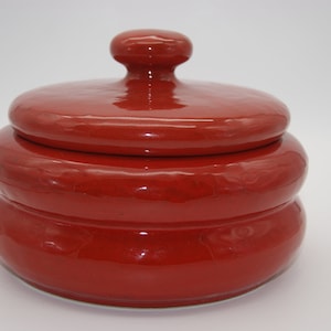 Vintage Ceramic Lid Tin Red 70s Retro Design WGK WGP Shabby Chic Country House