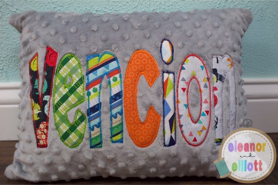 Minky Pillow Appliqued Pillow Personalized Pillow Case Etsy