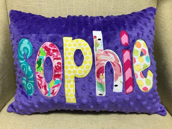 Minky Pillow Appliqued Pillow Personalized Pillow Case Etsy