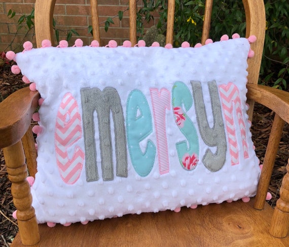 Minky Pillow Appliqued Pillow Personalized Pillow Cover Etsy