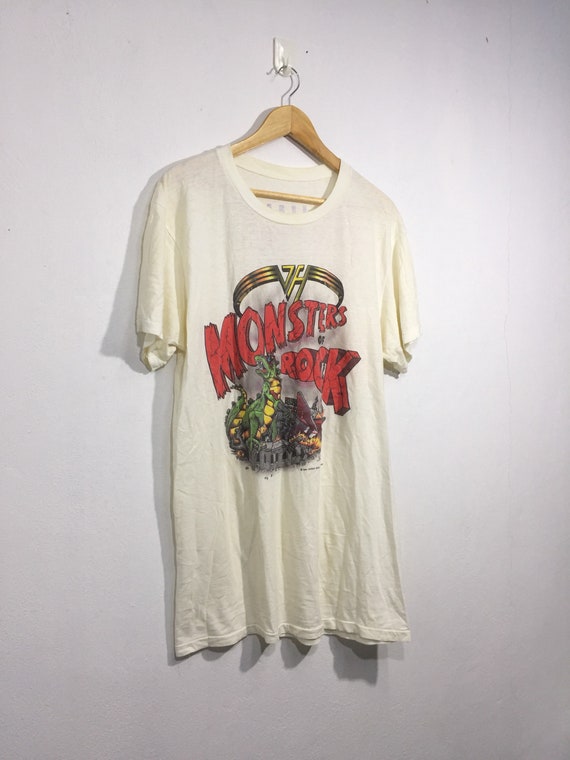 Vintage 80s Van Halen Monster of Rock 1988 Promo Tour Concert Tshirt Size  XL Michael Anthony Sammy Hagar Alex Van Halen Eddie Van Halen 