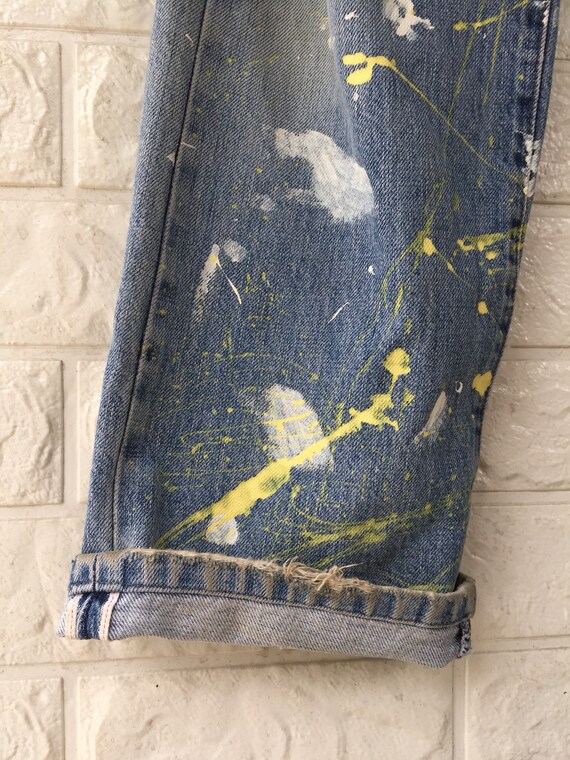 Vintage Levis Big E 501 Selvedge Jeans DIY Painte… - image 5