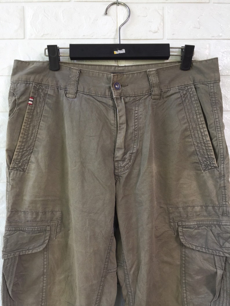 Vintage Napapijri Outdoors Cargo Pant Olive Green Colour Waist 33
