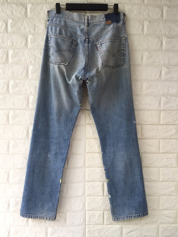 Vintage Levis Big E 501 Selvedge Jeans DIY Painte… - image 6