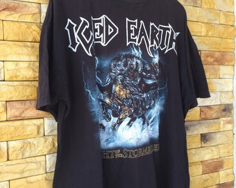 Vintage 90s Iced Earth Band Shirt Xlarge Size Night of the Storm