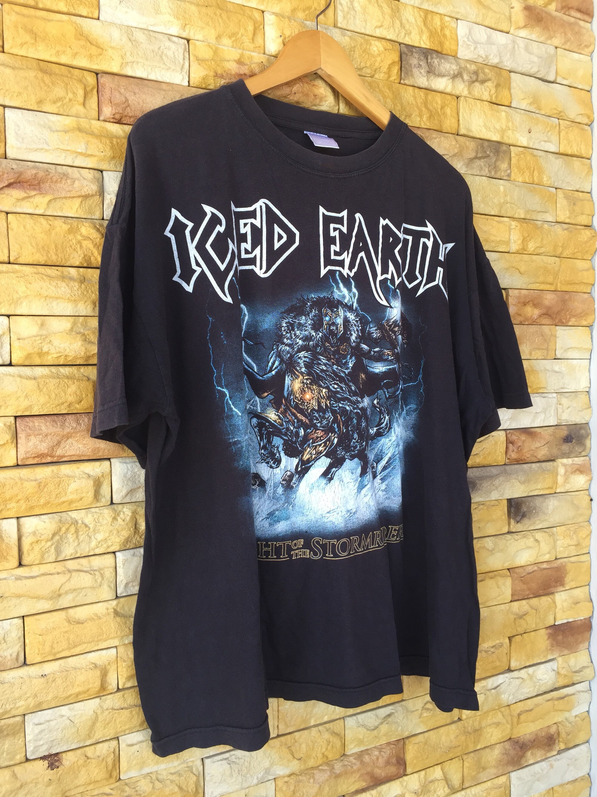 Vintage 90s Iced Earth Band Shirt Xlarge Size Night of the Storm
