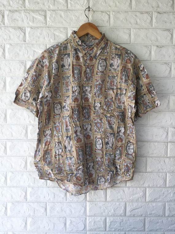 VTG Hook Angel Button Ups All Overprint Sz L