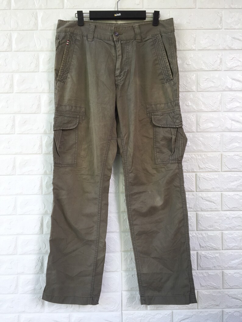 Vintage Napapijri Outdoors Cargo Pant Olive Green Colour Waist 33