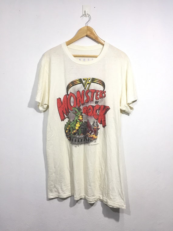 Vintage 80s Van Halen Monster of Rock 1988 Promo Tour Concert Tshirt Size  XL Michael Anthony Sammy Hagar Alex Van Halen Eddie Van Halen 