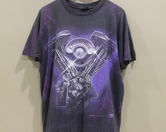 Vintage 3D Emblem Harley Davidson Overprint Tshirt Size Large