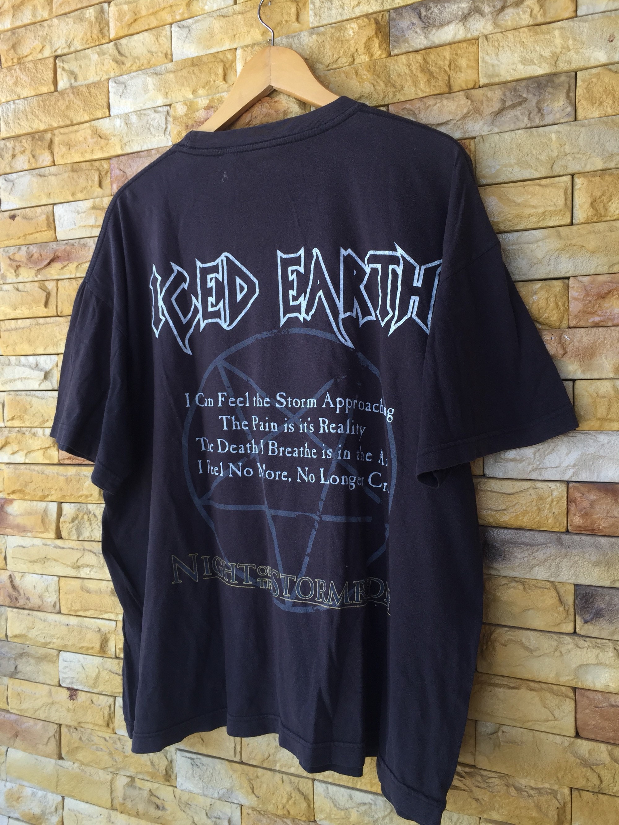 Vintage 90s Iced Earth Band Shirt Xlarge Size Night of the Storm