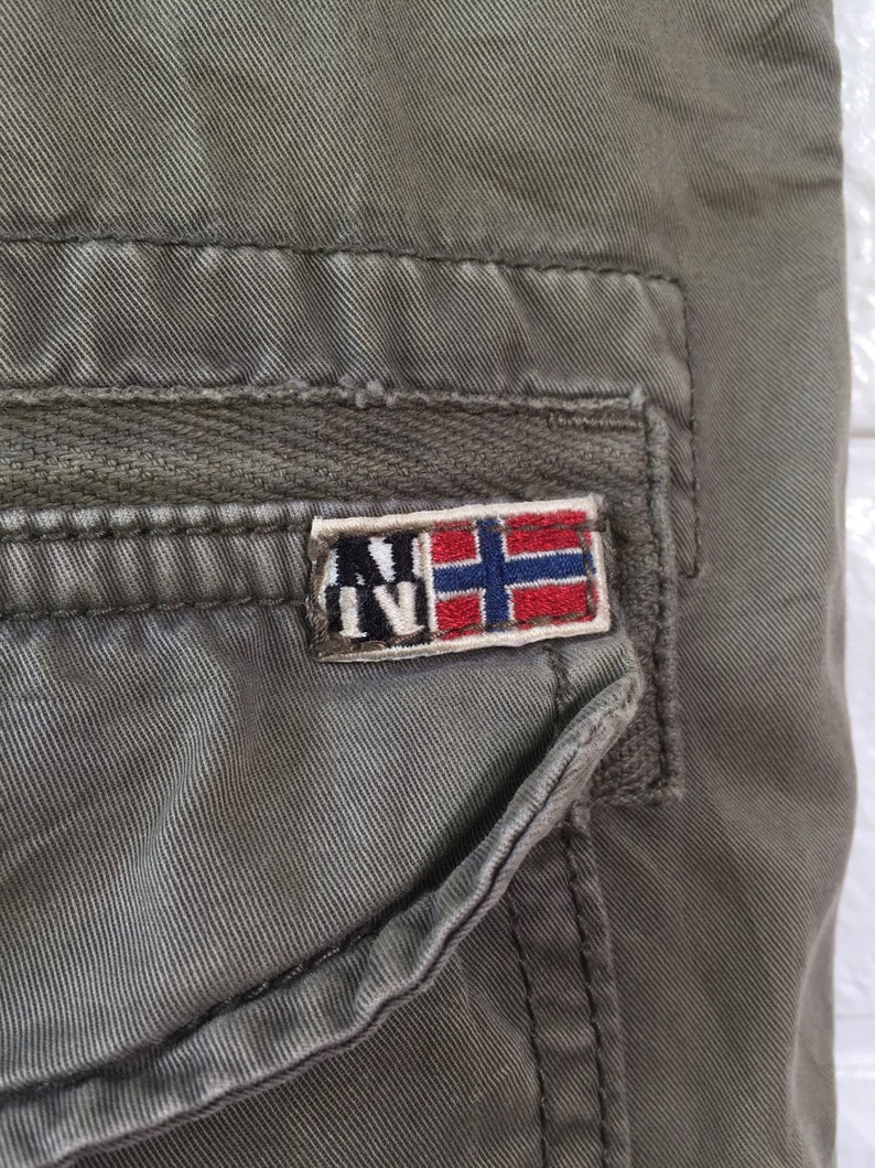 Vintage Napapijri Outdoors Cargo Pant Olive Green Colour Waist 33