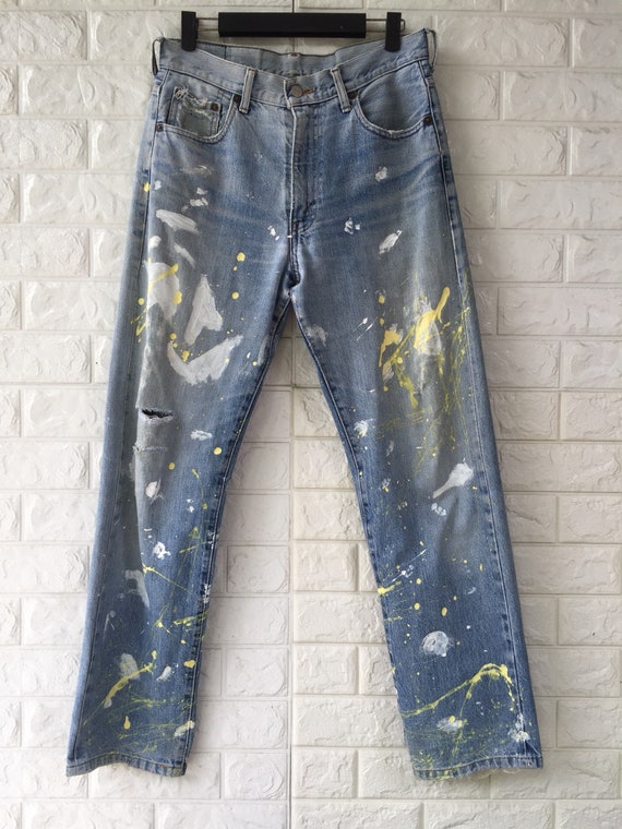 Vintage Levis Big E 501 Selvedge Jeans DIY Painte… - image 1