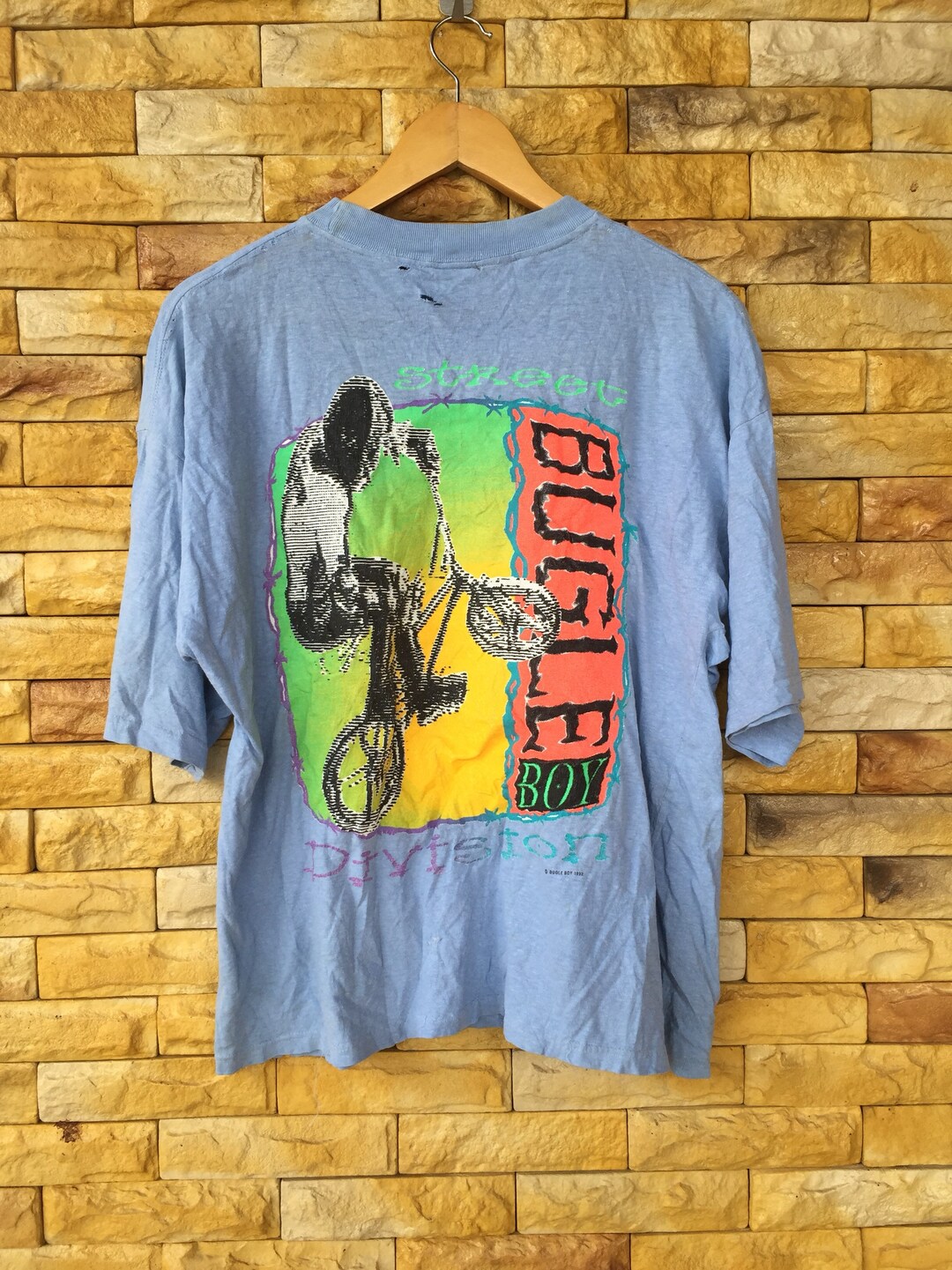 90s BUGLE BOY ツートン スウェット シャツ M チャコール×ブルー