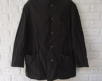 Diseñador japonés vintage COMME des GARCONS HOMME Hikori Worker Chaqueta Estilo Sz M Yohji Yamamoto Issey Miyake Rei Kawakubo Junya Watanabe