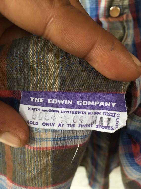 Vintage 70s Edwin Western Shirts Check Pattern Si… - image 9