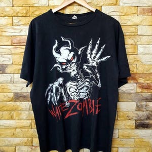 Rare!!vintage 80s white zombie heavy metal industrial metal Tshirt Size XLARGE