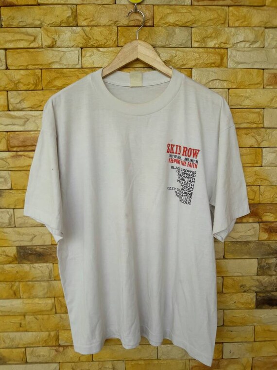 Vintage 80s Skid Row Band Promo Tour Concert Album Tshirt Size XL