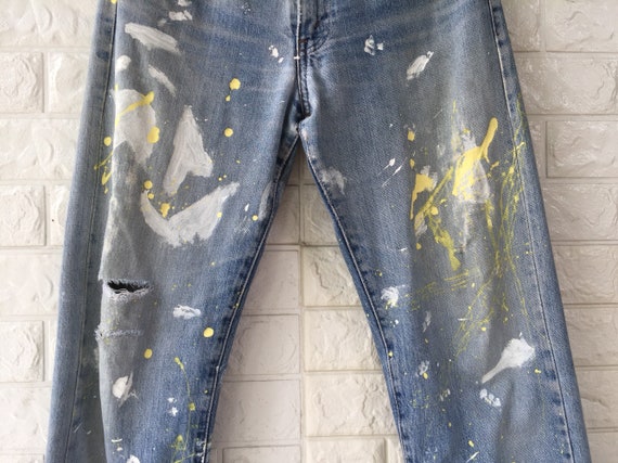 Vintage Levis Big E 501 Selvedge Jeans DIY Painte… - image 3