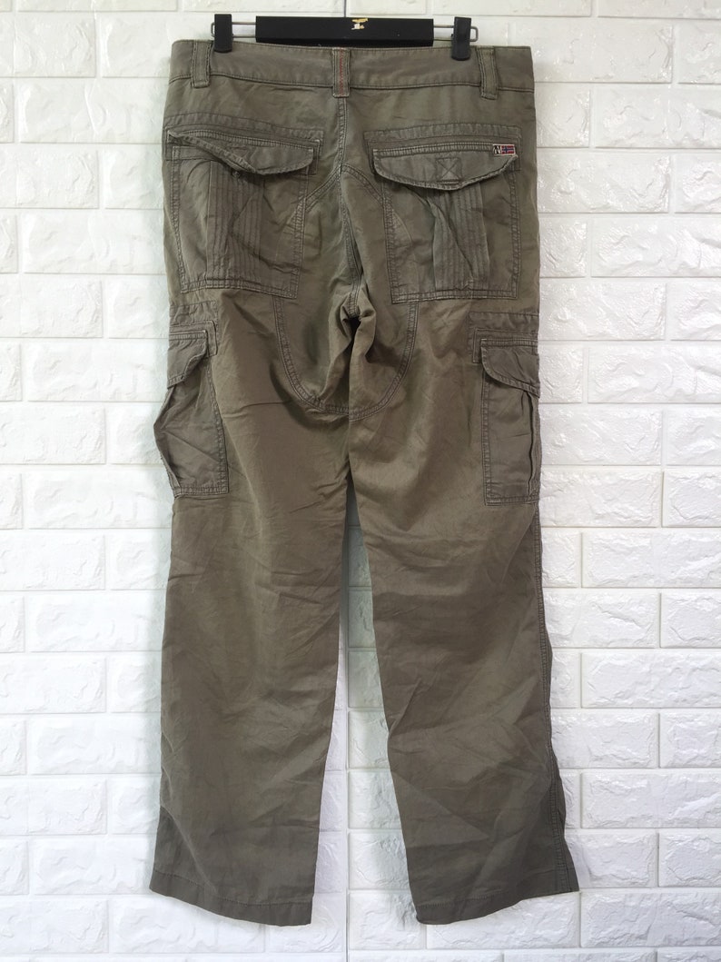 Vintage Napapijri Outdoors Cargo Pant Olive Green Colour Waist 33