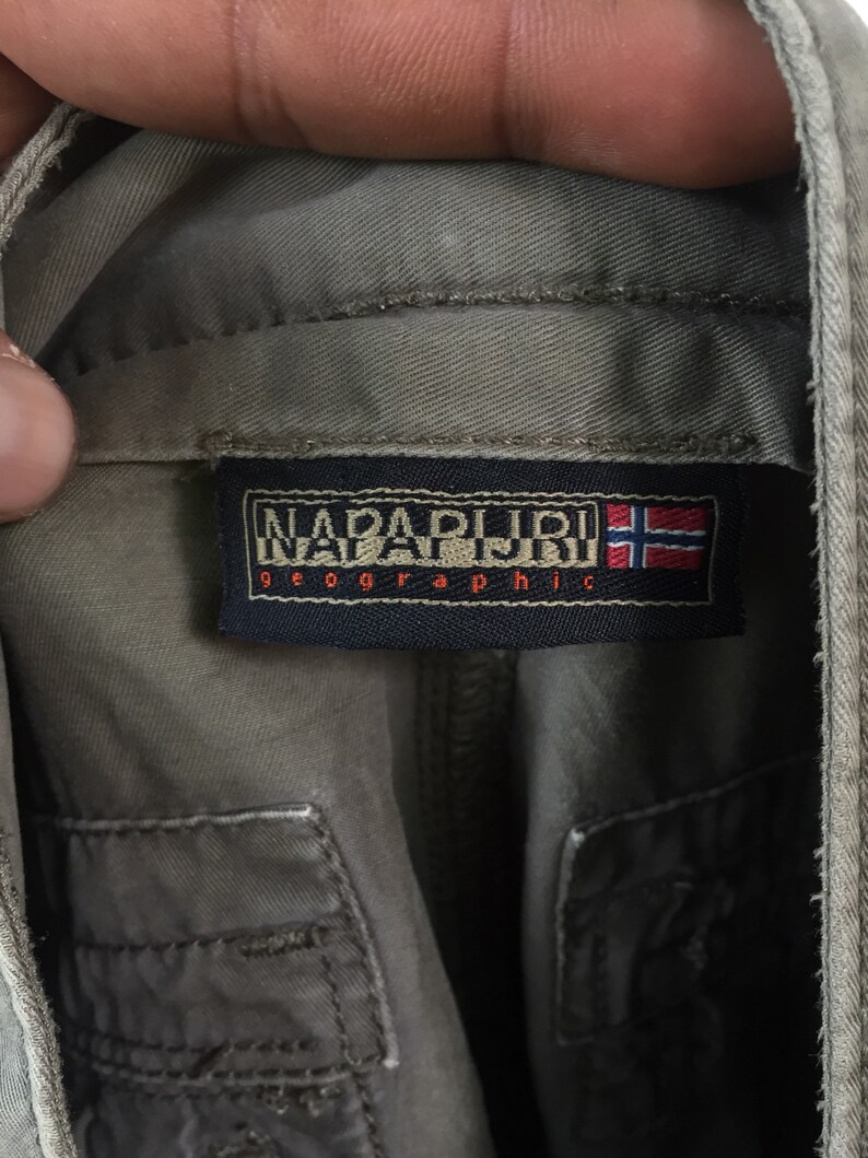 Vintage Napapijri Outdoors Cargo Pant Olive Green Colour Waist 33