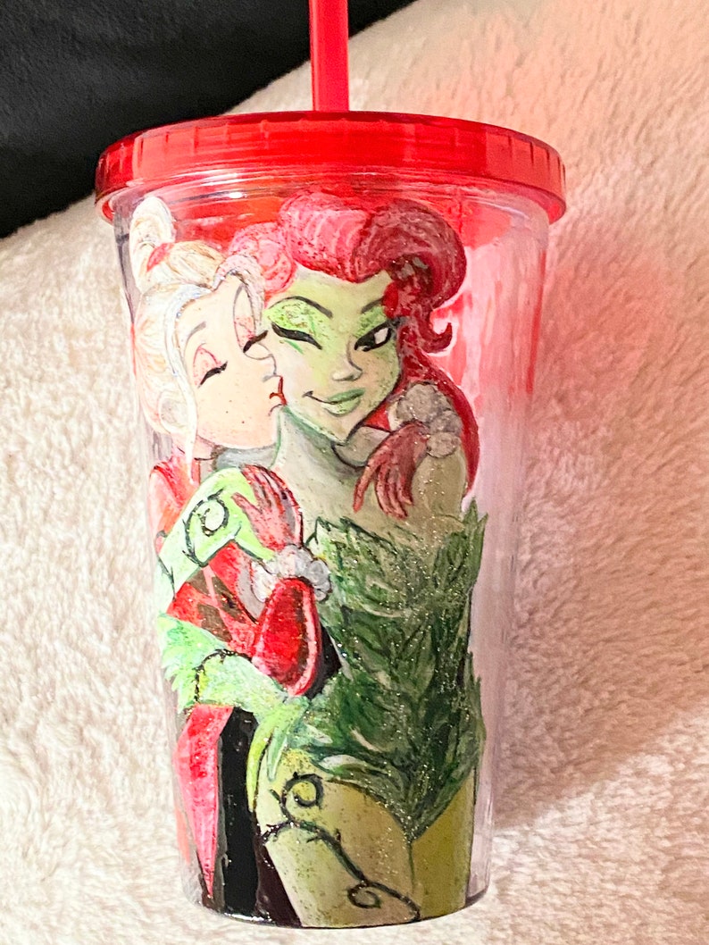 Harley Quinn And Poison Ivy Tumbler With Straw Etsy