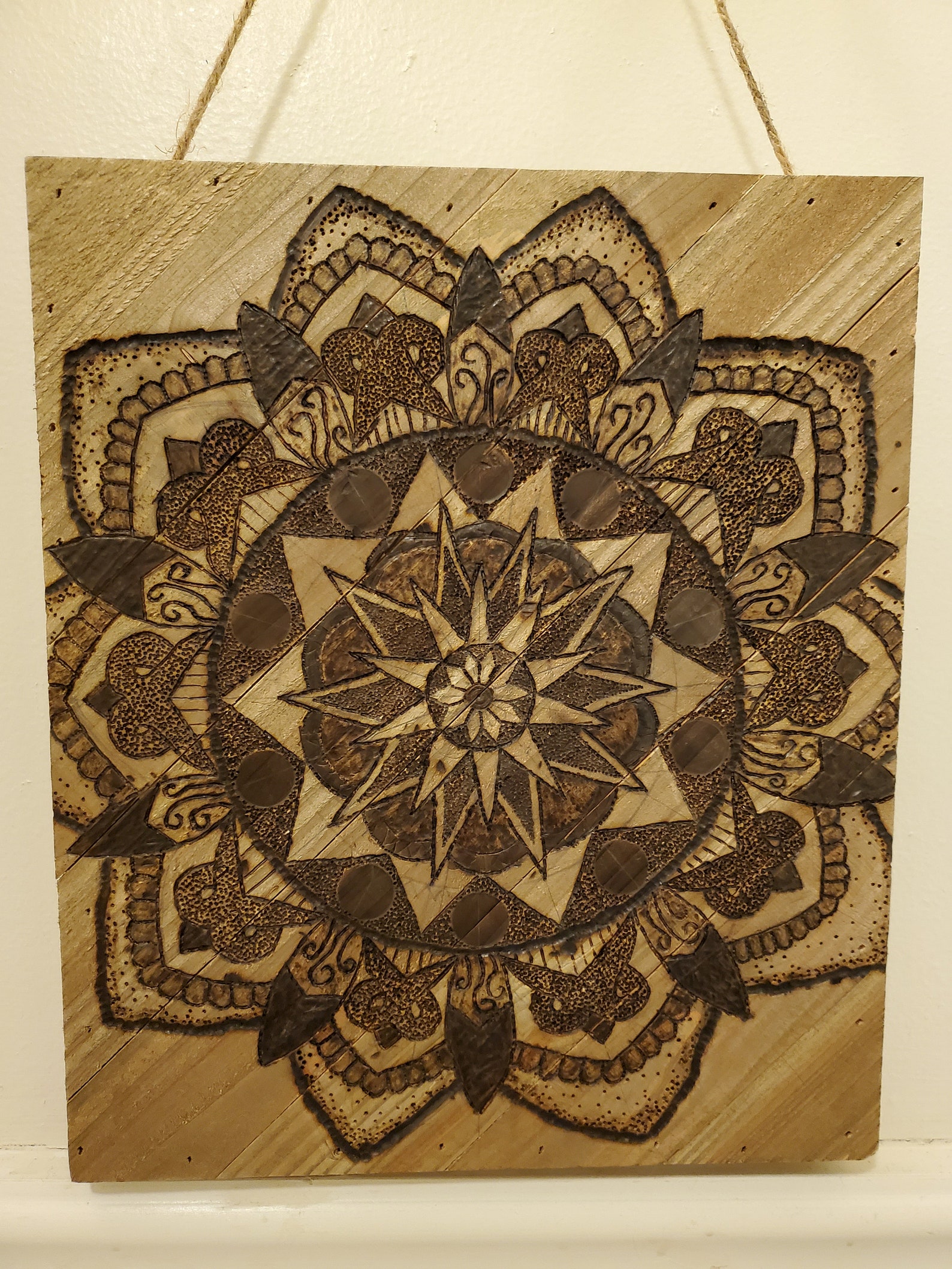 Mandala/ Wood Art/ Wood Sign/ Wood Burning Etsy